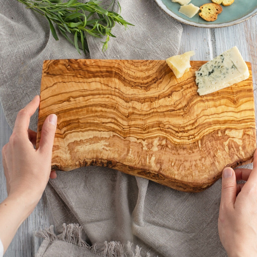 Wood Live Edge Cutting Board as personalized wooden wedding gifts
