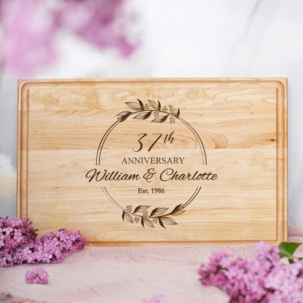 Personalized Wooden Cutting Board as wooden anniversary gift for her