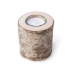 Birch bark tea light holder with a glass cup and tea light