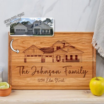 Our first home gift personalized cutting board.