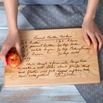 cutting board with recipe engraved on it