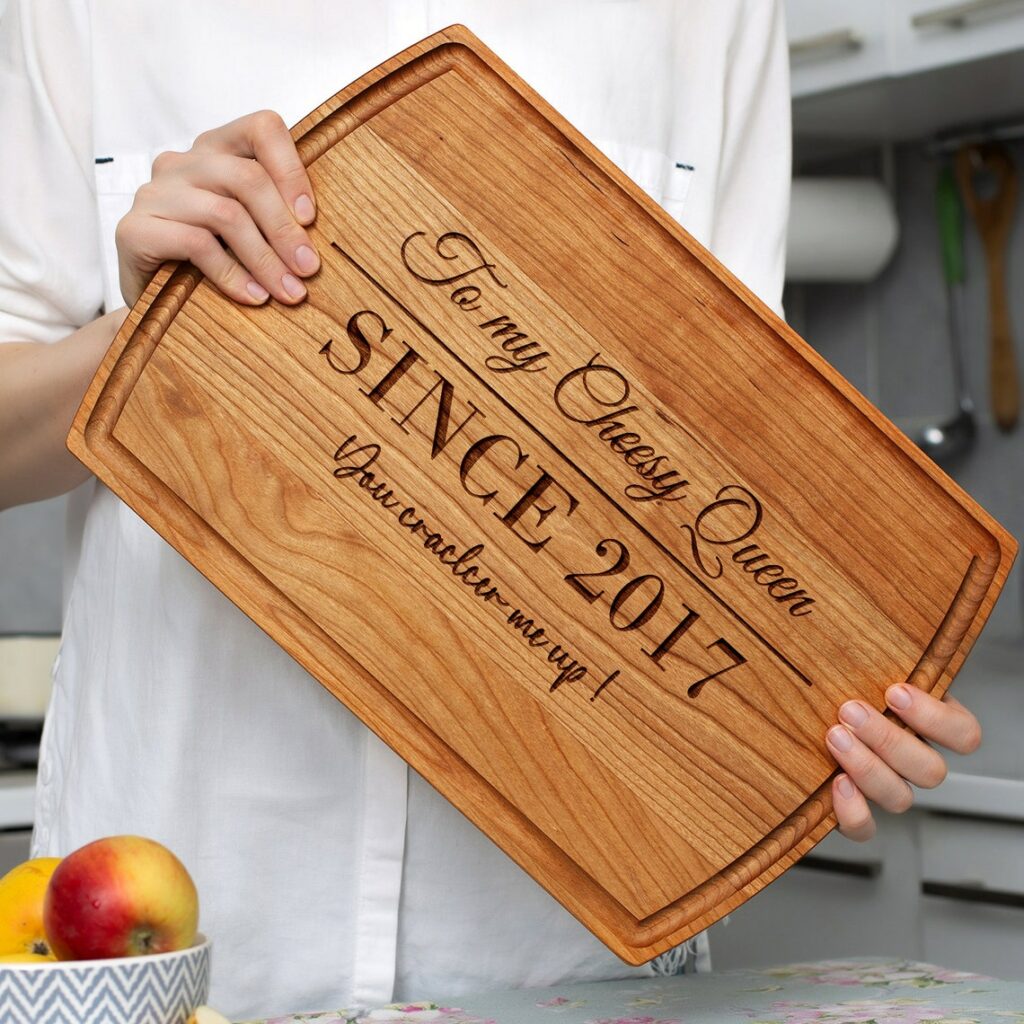 Wooden cutting board wedding gift with personalization