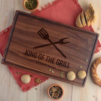 King of the grill cutting board as cutting board wedding gift.