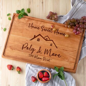 Personalized cutting board for a realtor's closing gift.