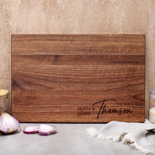 Personalized walnut cutting board.