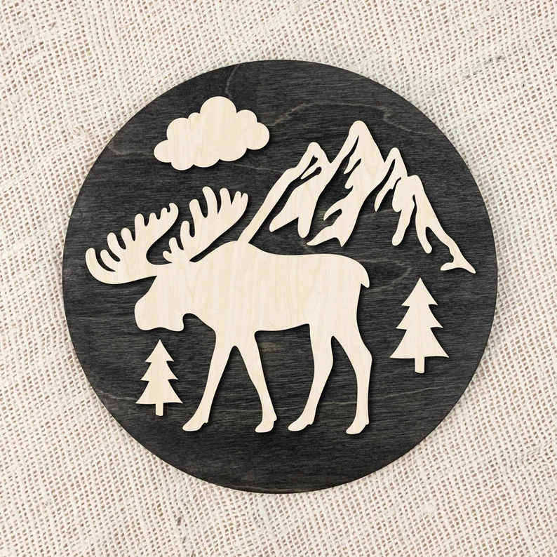 Wood Moose Sign