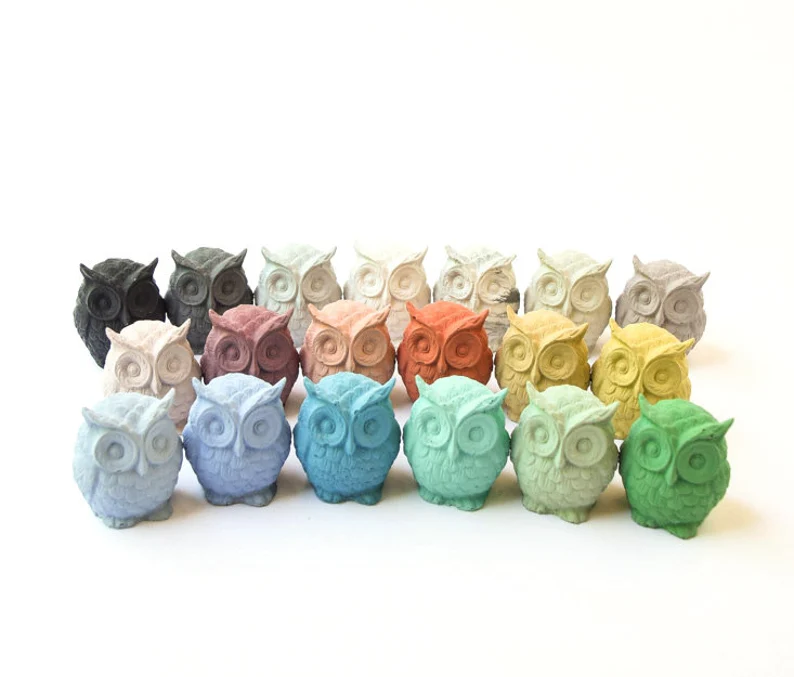 Concrete Baby Owl Figurines