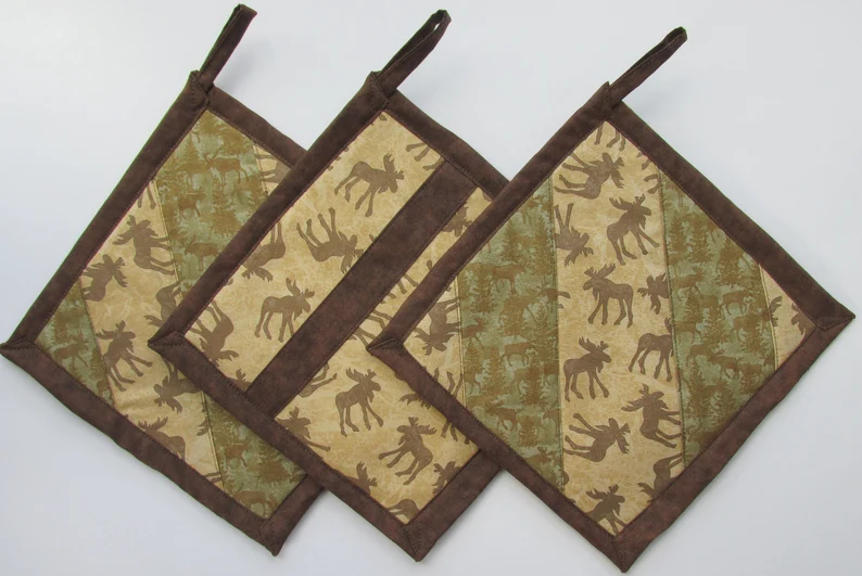 Moose Patchwork Potholders