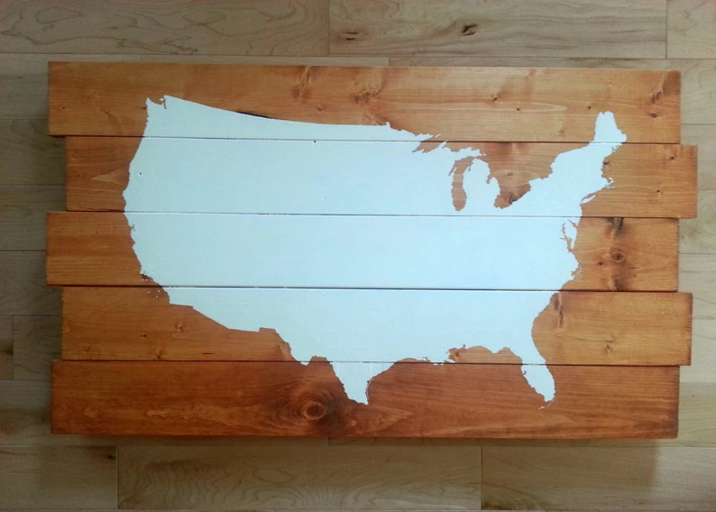 U.S. Map on Pallet Board Sign