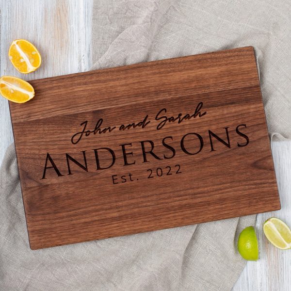 Personalized walnut cutting board.