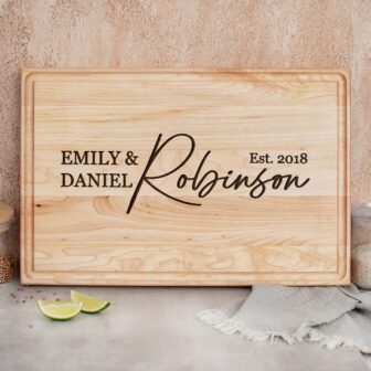 Personalized cutting board - emily and daniel.