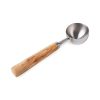Stainless steel coffee scoop with an olive wood handle