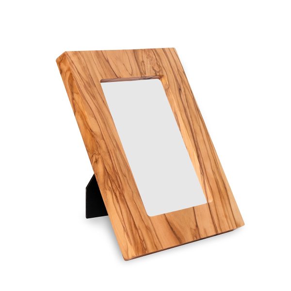 Olive wood picture frame for a 4 × 6 photo with an easel back
