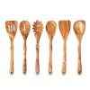 Six-piece olive wood cooking utensil set