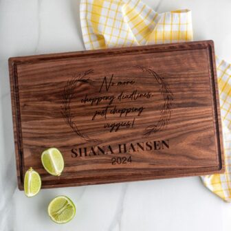 walnut cutting board as a funny retirement gift for him