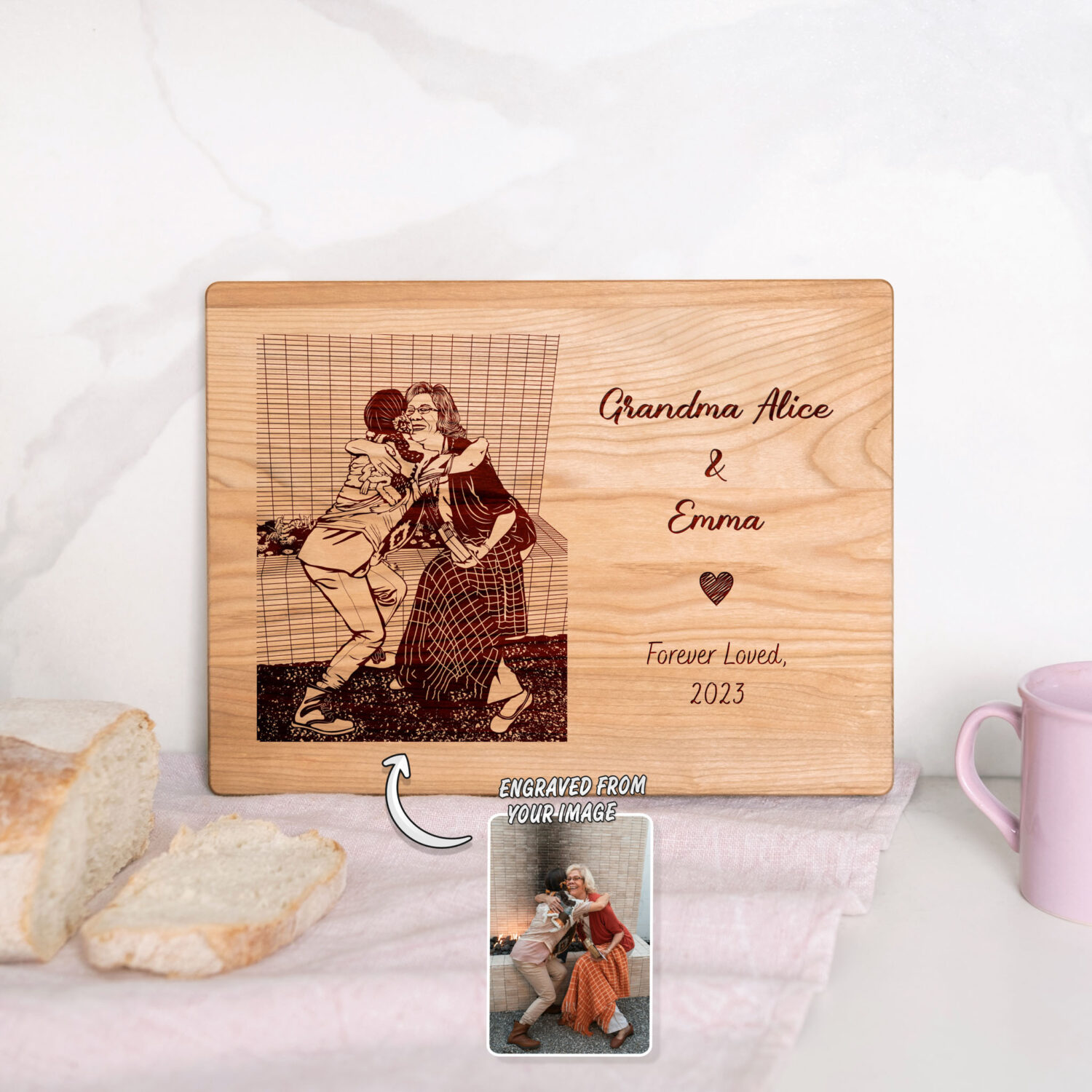 Custom Engraved Family photo Cutting Boards